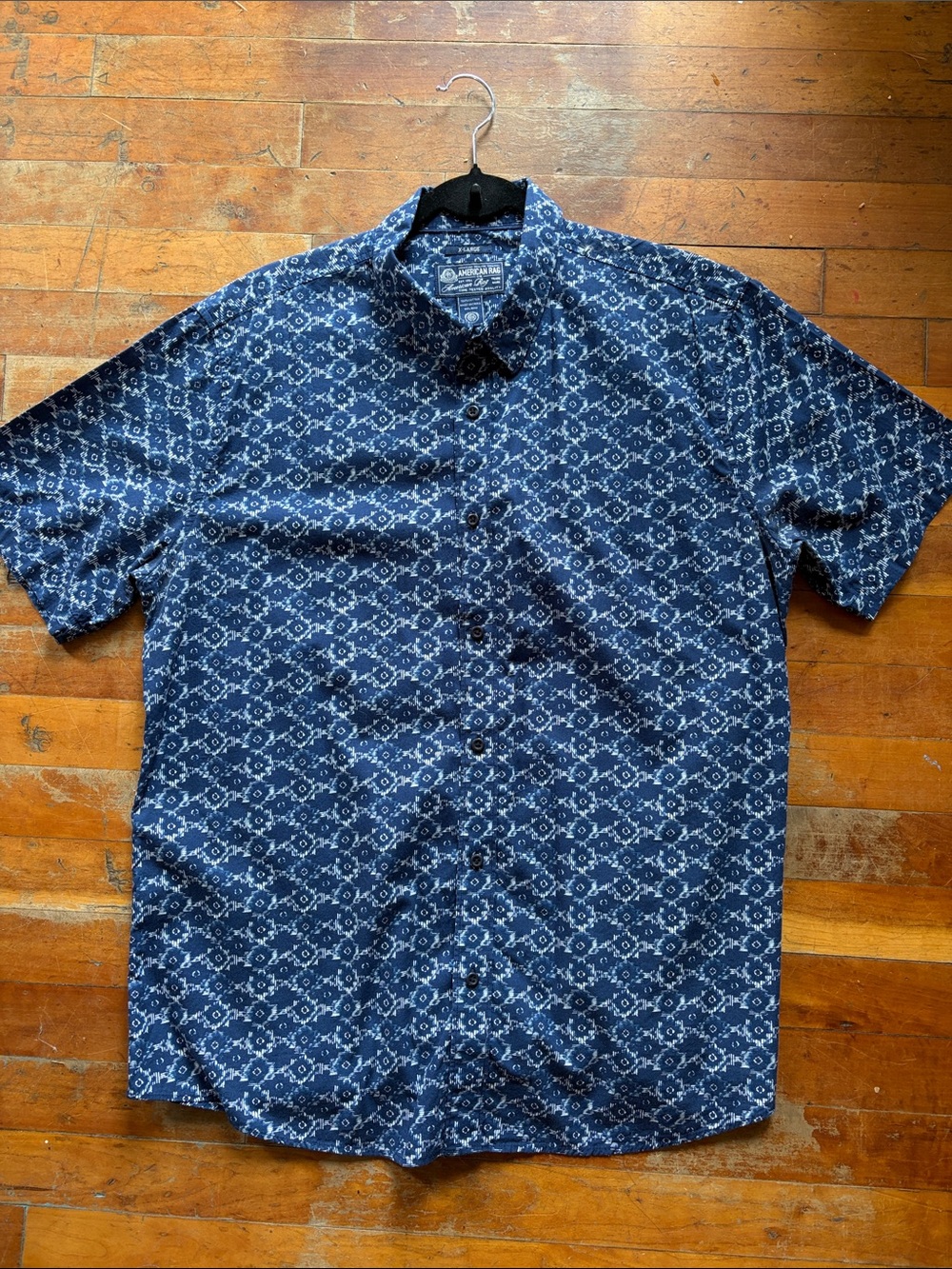 Tommy Bahama Blue Printed Short-Sleeve Button-Up Shirt